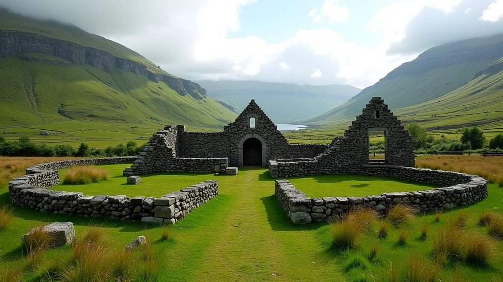 Historic monastic ruins at Fore Valley nestled in lush green landscape