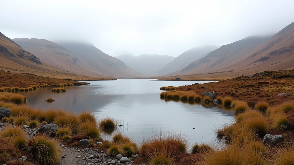 Peatland landscape around Derravaragh Lake with low vegetation and water in background